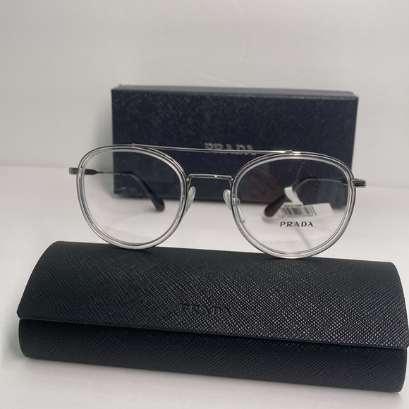 New Authentic Prada 66XV 07A1O1 - Clear METAL STAINLESS STEEL Eyeglasses - Picture 3 of 13